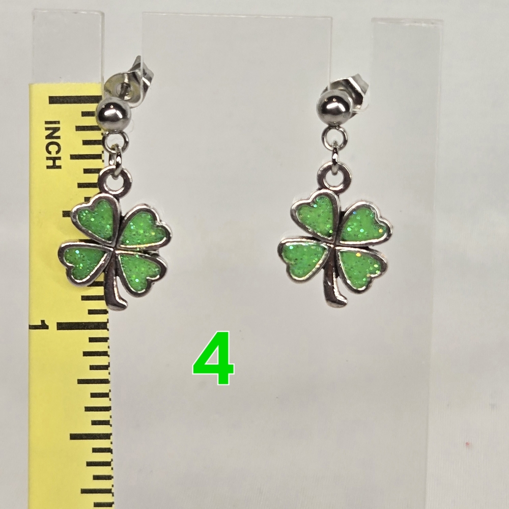 Shimmering Clover Drop Earrings - Picture 2 of 6